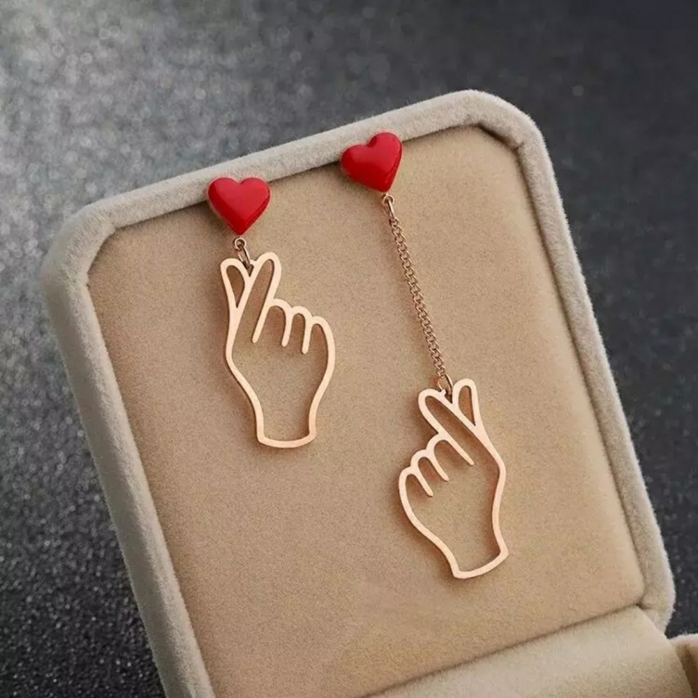 ❤ Love hands asymmetrical earrings